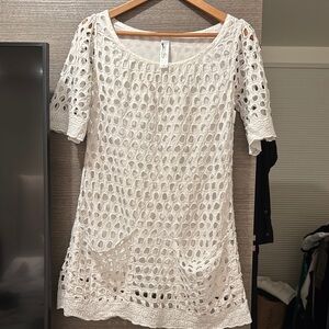 White Crochet Tunic Top